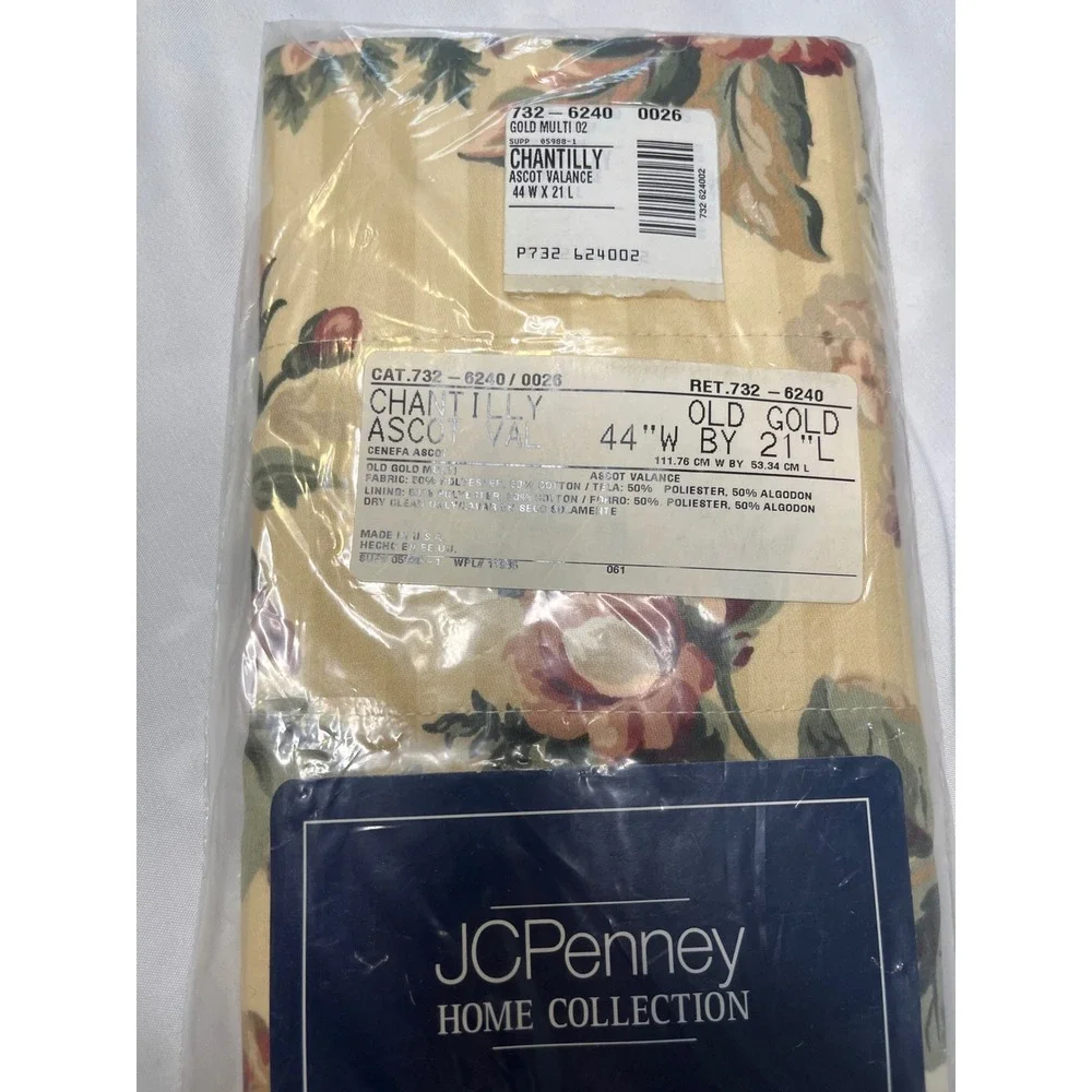 Vintage JC Penny Chantilly Ascot Valance 44x21‎ New Old Stock Old Gold